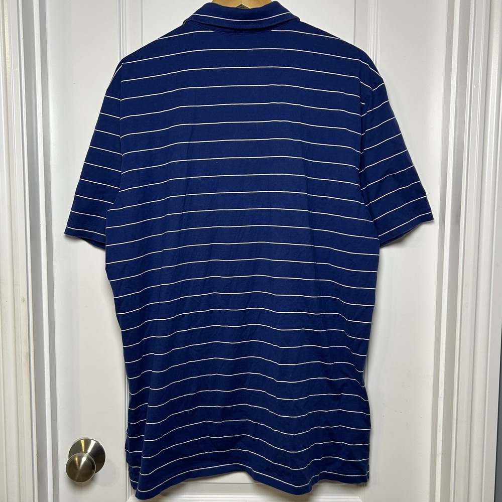 Ralph Lauren‎ Polo Golf Vintage Lisle Blue and White Striped Polo Shirt - Picture 2 of 2